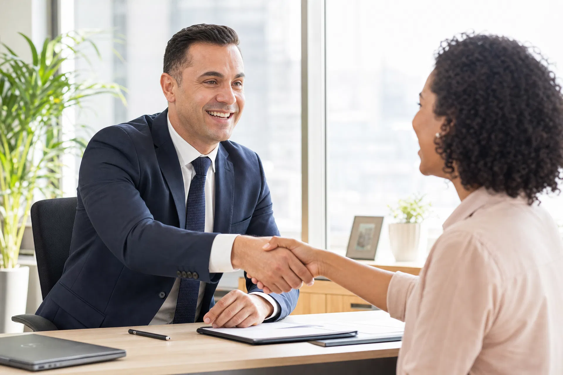 Employer and candidate handshake